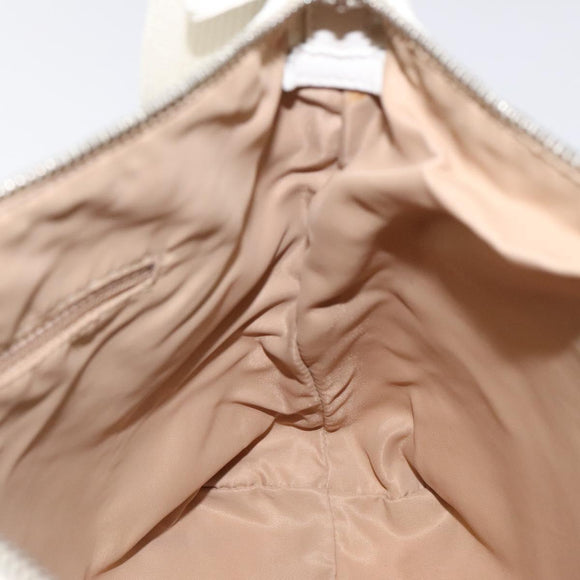 Christian Dior Trotter Canvas Shoulder Bag White Silver Auth 124231