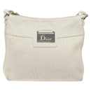 Christian Dior Trotter Canvas Shoulder Bag White Silver Auth 124231-13