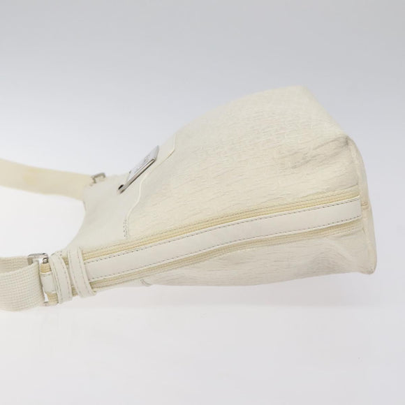 Christian Dior Trotter Canvas Shoulder Bag White Silver Auth 124231
