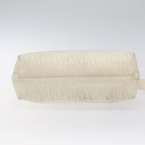 Christian Dior Trotter Canvas Shoulder Bag White Silver Auth 124231