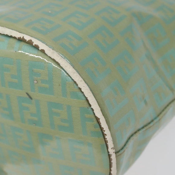 FENDI Zucchino Canvas Hand Bag Enamel Gold Light green Auth 124243