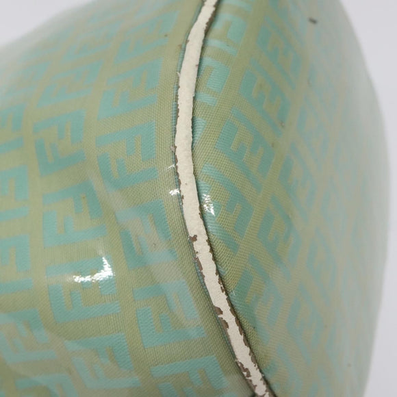 FENDI Zucchino Canvas Hand Bag Enamel Gold Light green Auth 124243