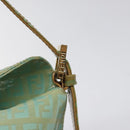 FENDI Zucchino Canvas Hand Bag Enamel Gold Light green Auth 124243-17