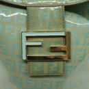 FENDI Zucchino Canvas Hand Bag Enamel Gold Light green Auth 124243-18