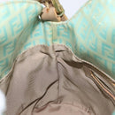 FENDI Zucchino Canvas Hand Bag Enamel Gold Light green Auth 124243-21