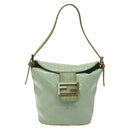 FENDI Zucchino Canvas Hand Bag Enamel Gold Light green Auth 124243-13