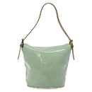 FENDI Zucchino Canvas Hand Bag Enamel Gold Light green Auth 124243-2