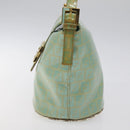 FENDI Zucchino Canvas Hand Bag Enamel Gold Light green Auth 124243-3