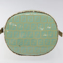 FENDI Zucchino Canvas Hand Bag Enamel Gold Light green Auth 124243-5