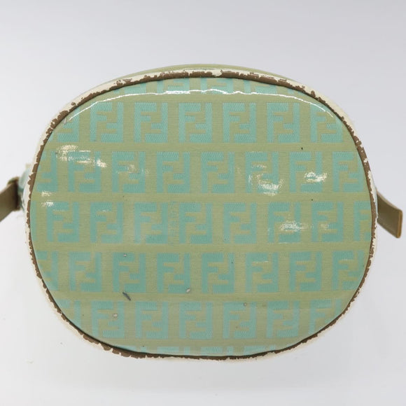 FENDI Zucchino Canvas Hand Bag Enamel Gold Light green Auth 124243