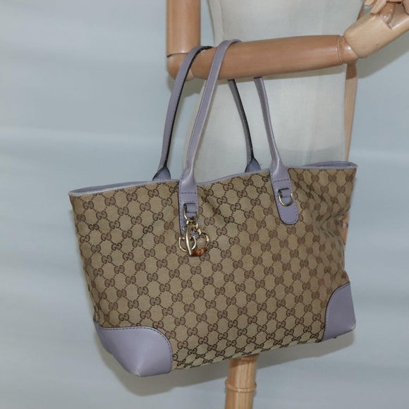 GUCCI GG Canvas Tote Bag Beige gold 269956 Auth 124245