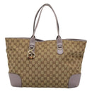GUCCI GG Canvas Tote Bag Beige gold 269956 Auth 124245-13