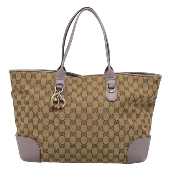 GUCCI GG Canvas Tote Bag Beige gold 269956 Auth 124245
