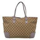 GUCCI GG Canvas Tote Bag Beige gold 269956 Auth 124245-2