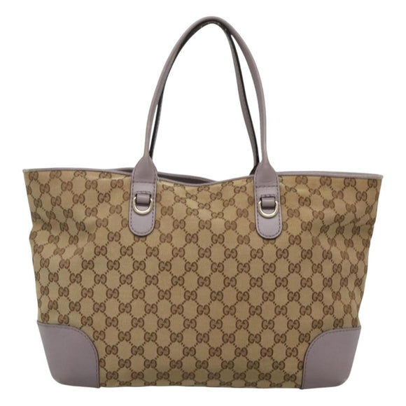 GUCCI GG Canvas Tote Bag Beige gold 269956 Auth 124245