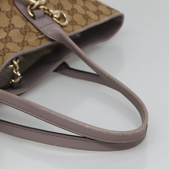 GUCCI GG Canvas Tote Bag Beige gold 269956 Auth 124245
