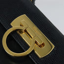 Salvatore Ferragamo Gancini Hand Bag Embossing 2way Navy Gold Auth 124251-17