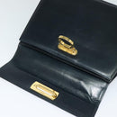 Salvatore Ferragamo Gancini Hand Bag Embossing 2way Navy Gold Auth 124251-10