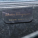 Salvatore Ferragamo Gancini Hand Bag Embossing 2way Navy Gold Auth 124251-12