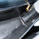 Salvatore Ferragamo Gancini Hand Bag Embossing 2way Navy Gold Auth 124251-18