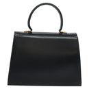 Salvatore Ferragamo Gancini Hand Bag Embossing 2way Navy Gold Auth 124251-2