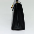 Salvatore Ferragamo Gancini Hand Bag Embossing 2way Navy Gold Auth 124251-4