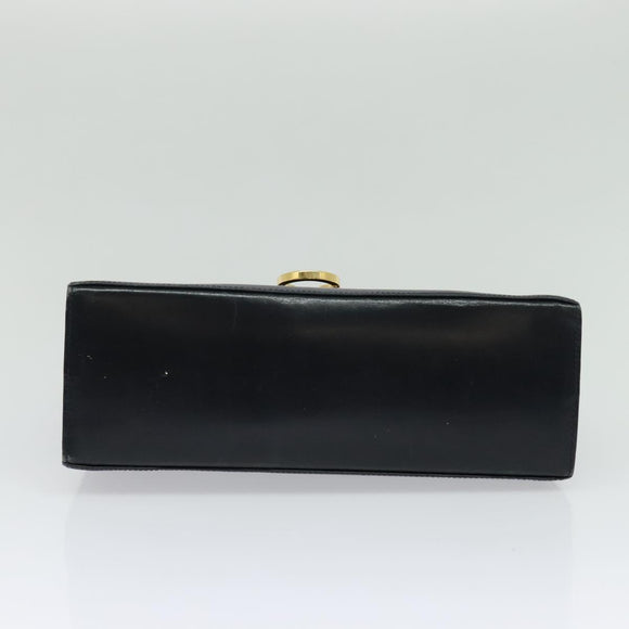 Salvatore Ferragamo Gancini Hand Bag Embossing 2way Navy Gold Auth 124251