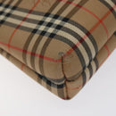 Burberrys Nova Check Pouch Canvas Beige Auth 124252-15