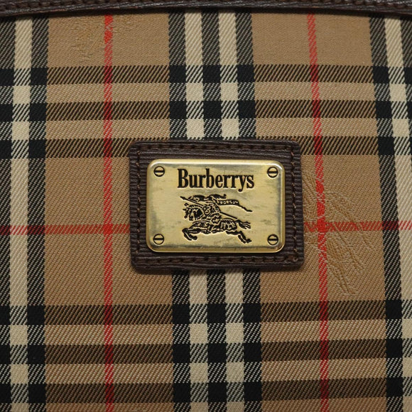 Burberrys Nova Check Pouch Canvas Beige Auth 124252
