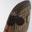 Burberrys Nova Check Pouch Canvas Beige Auth 124252-10