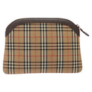 Burberrys Nova Check Pouch Canvas Beige Auth 124252-2