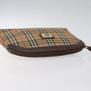Burberrys Nova Check Pouch Canvas Beige Auth 124252-5