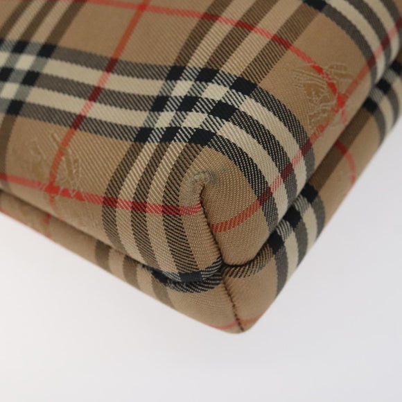 Burberrys Nova Check Pouch Canvas Beige Auth 124252
