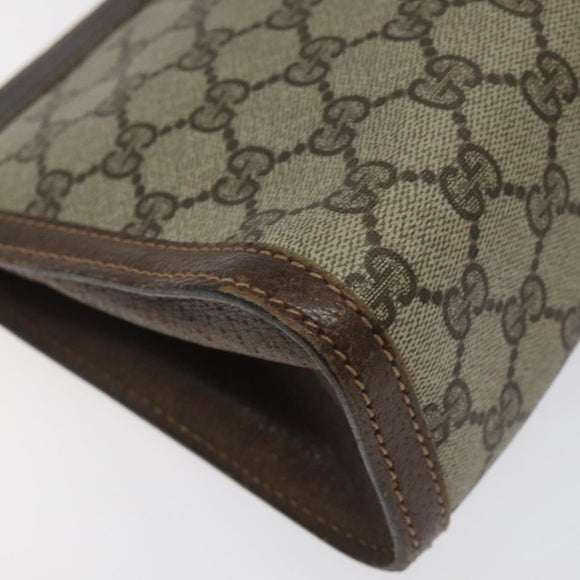 GUCCI GG Supreme Web Sherry Line Clutch Bag PVC Beige 41 014 2125 28 Auth 124275