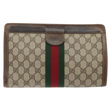 GUCCI GG Supreme Web Sherry Line Clutch Bag PVC Beige 41 014 2125 28 Auth 124275 - 0