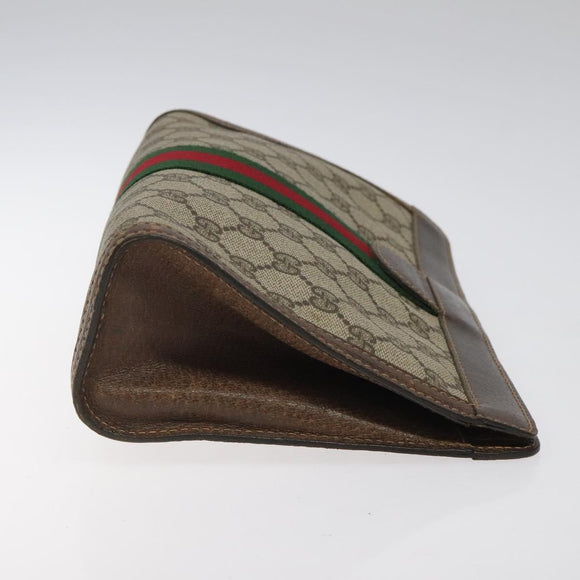 GUCCI GG Supreme Web Sherry Line Clutch Bag PVC Beige 41 014 2125 28 Auth 124275