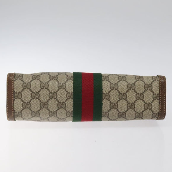 GUCCI GG Supreme Web Sherry Line Clutch Bag PVC Beige 41 014 2125 28 Auth 124275