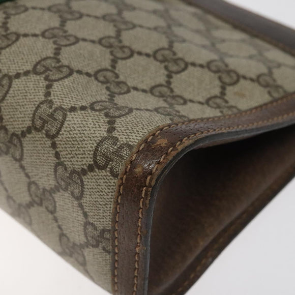 GUCCI GG Supreme Web Sherry Line Clutch Bag PVC Beige 41 014 2125 28 Auth 124275