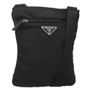 PRADA Shoulder Bag Nylon Black Silver Auth 124290-1