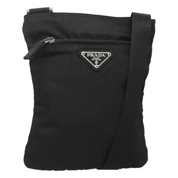PRADA Shoulder Bag Nylon Black Silver Auth 124290