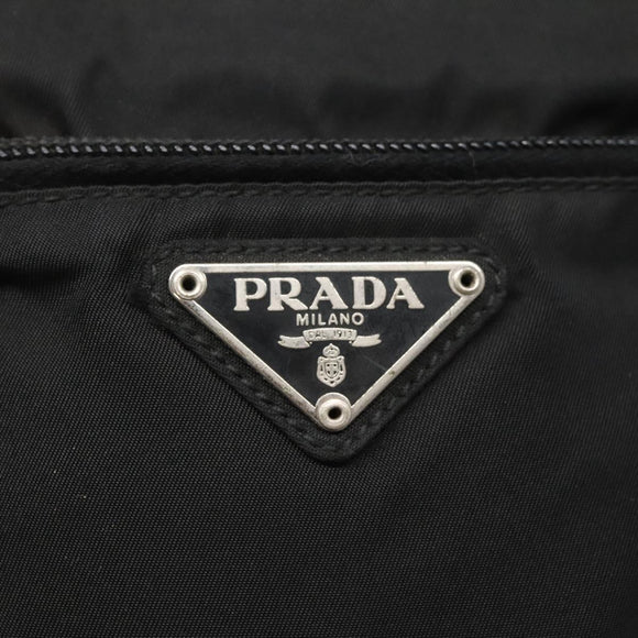PRADA Shoulder Bag Nylon Black Silver Auth 124290