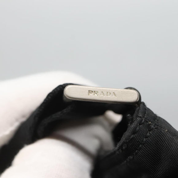 PRADA Shoulder Bag Nylon Black Silver Auth 124290