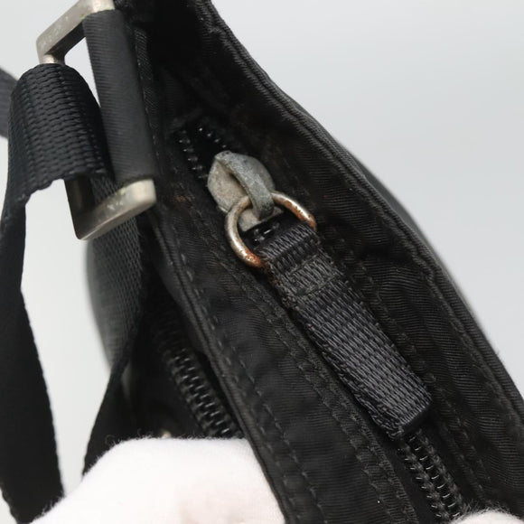 PRADA Shoulder Bag Nylon Black Silver Auth 124290