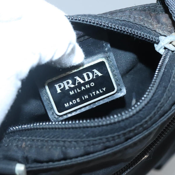 PRADA Shoulder Bag Nylon Black Silver Auth 124290