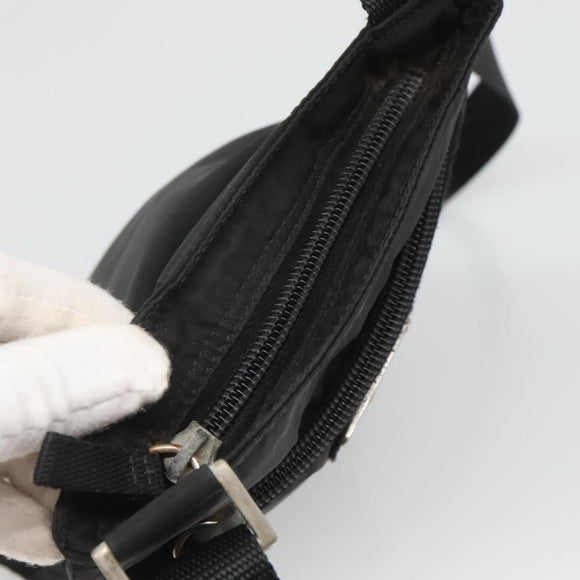 PRADA Shoulder Bag Nylon Black Silver Auth 124290