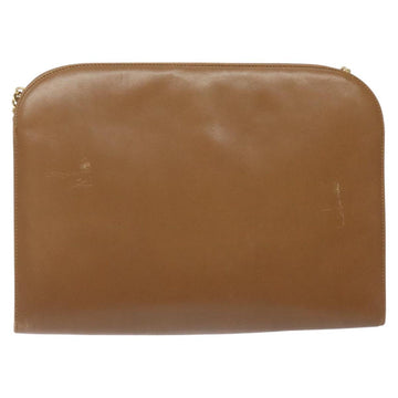 Salvatore Ferragamo Chain Gancini Shoulder Bag Leather Brown Gold Auth 124292 - 0