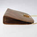Salvatore Ferragamo Chain Gancini Shoulder Bag Leather Brown Gold Auth 124292-3
