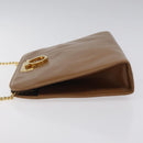 Salvatore Ferragamo Chain Gancini Shoulder Bag Leather Brown Gold Auth 124292-4