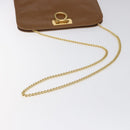 Salvatore Ferragamo Chain Gancini Shoulder Bag Leather Brown Gold Auth 124292-7