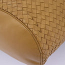 BOTTEGA VENETA INTRECCIATO Shoulder Bag Leather Beige Gold Auth 124293-15